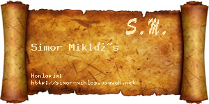 Simor Miklós névjegykártya